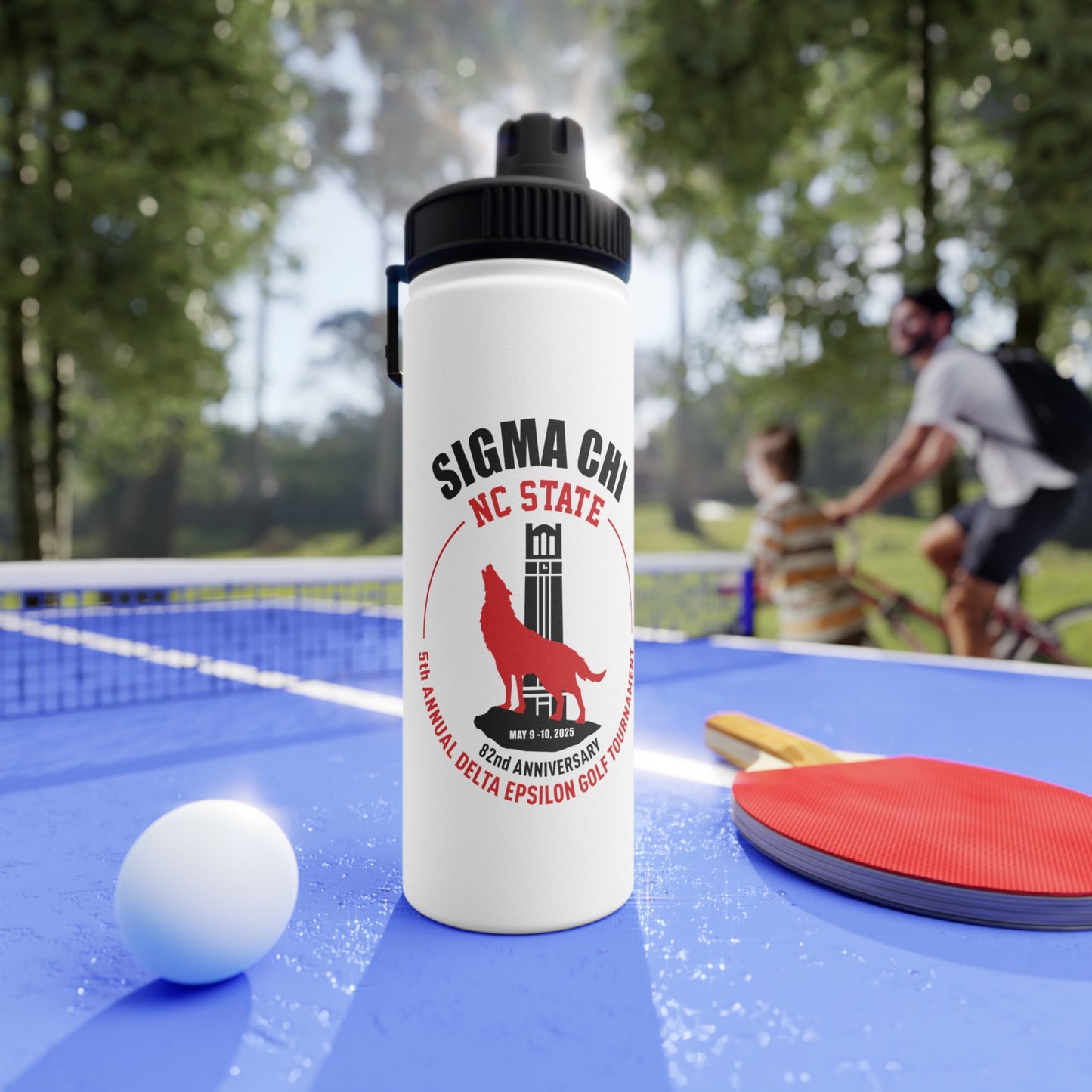 Sigma Chi Stainless Steel Water Bottle, Sports Lid, 18 & 32 oz - Wolf