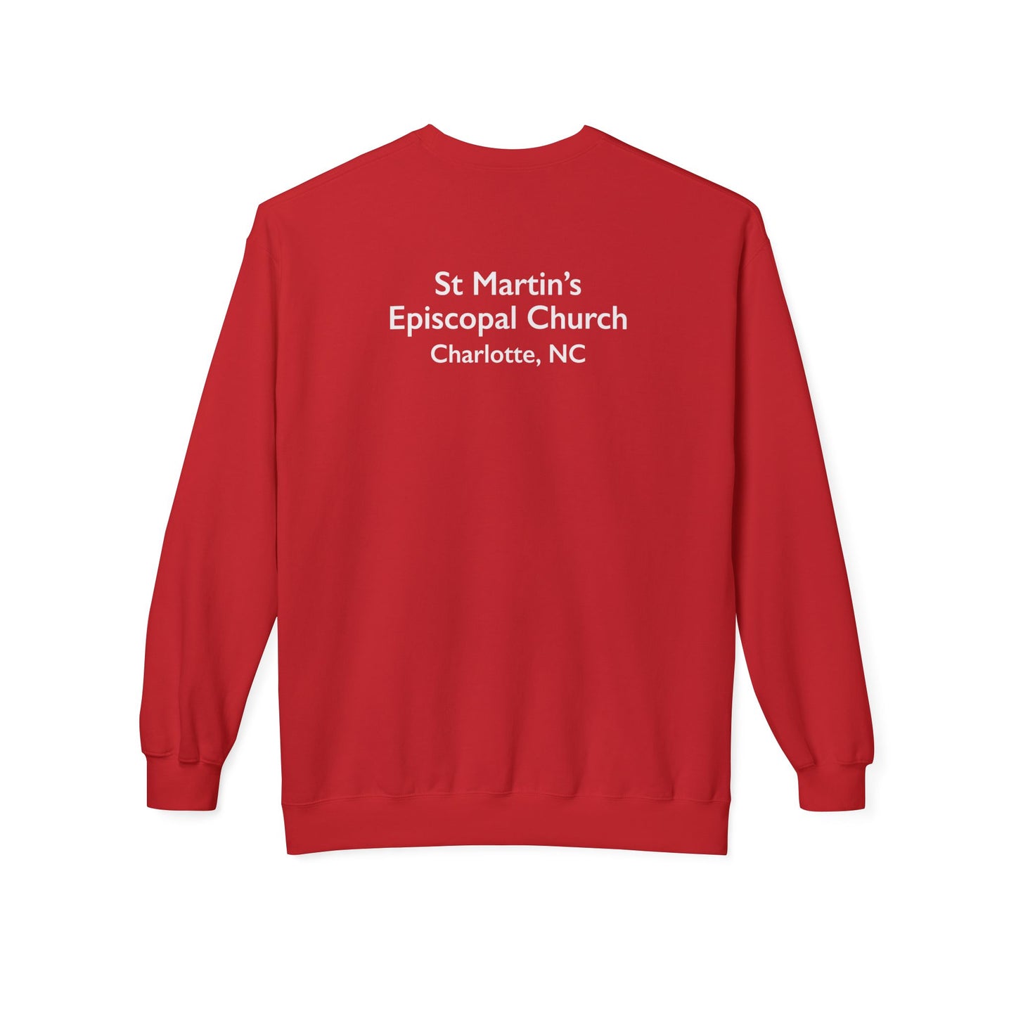 Saint Martin's Unisex Midweight Softstyle Fleece Crewneck Sweatshirt Front & Back Design