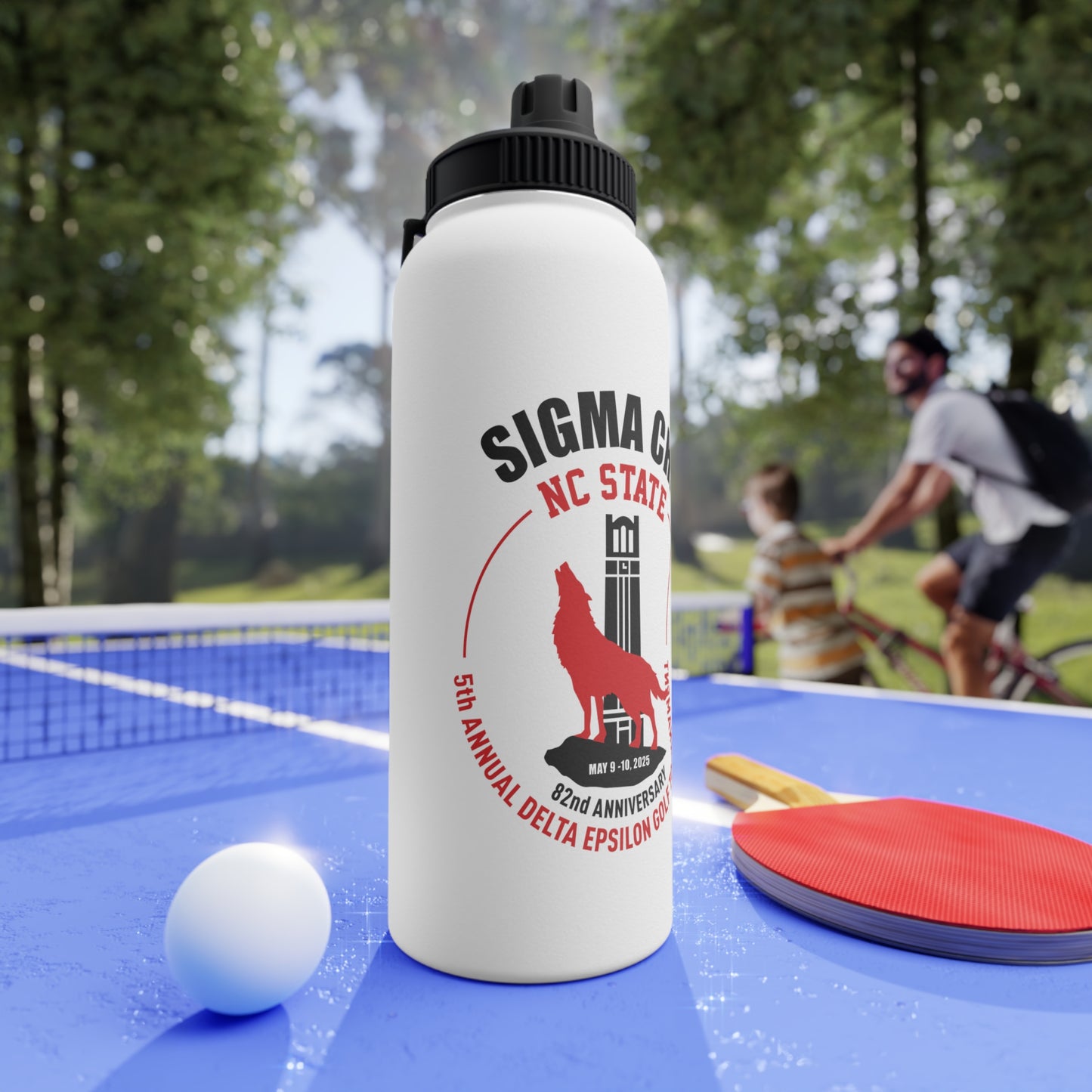 Sigma Chi Stainless Steel Water Bottle, Sports Lid, 18 & 32 oz - Wolf