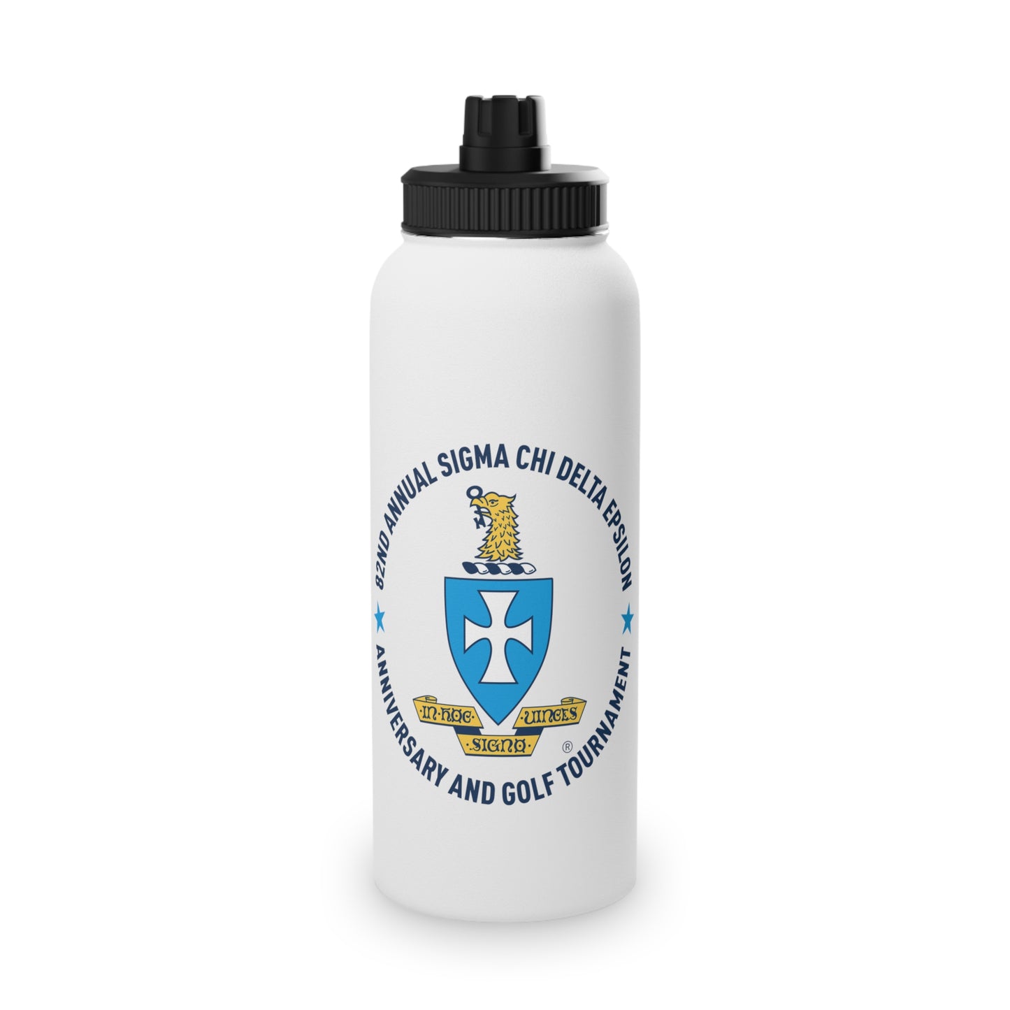 Sigma Chi Stainless Steel Water Bottle, Sports Lid, 18 & 32 oz - Crest