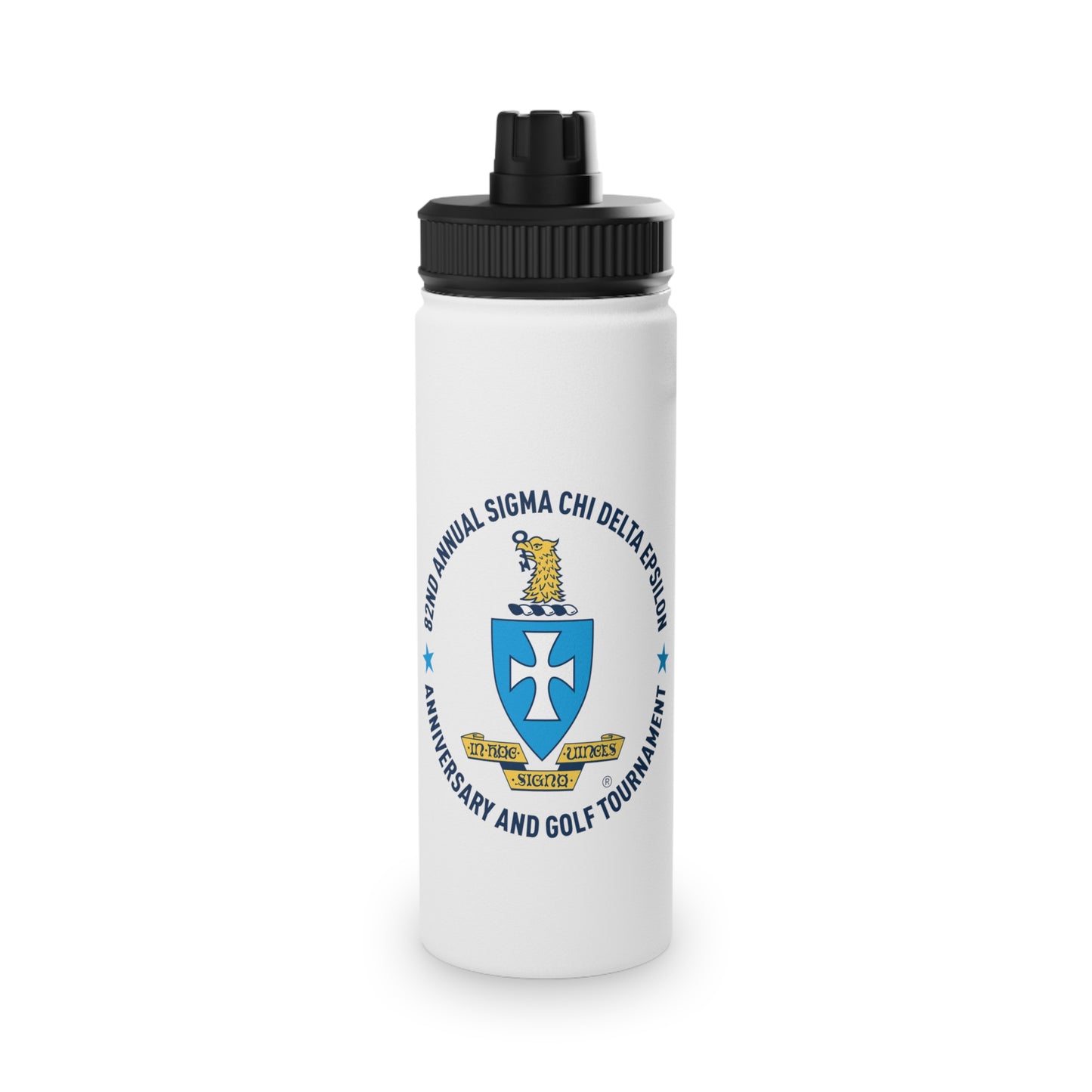 Sigma Chi Stainless Steel Water Bottle, Sports Lid, 18 & 32 oz - Crest