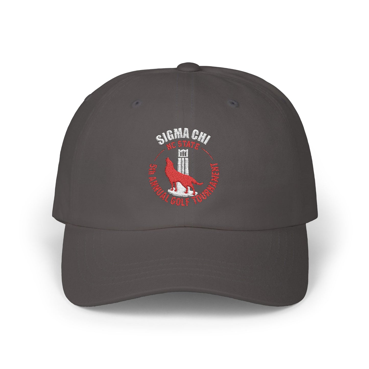 Sigma Chi Embroidered Baseball Hat - Wolf Design