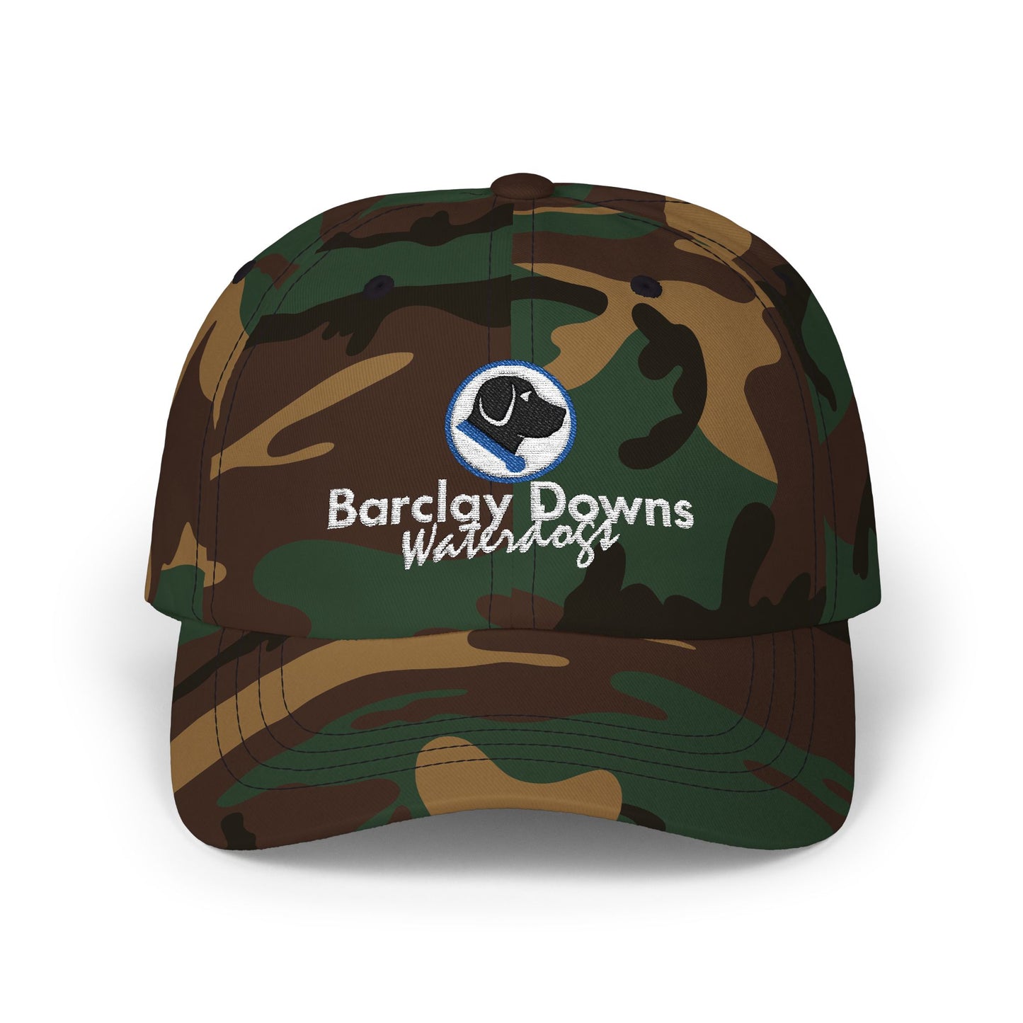 Barclay Downs Swim Team Embroidered Baseball Hat - Camo, Dark Grey, Black, Navy