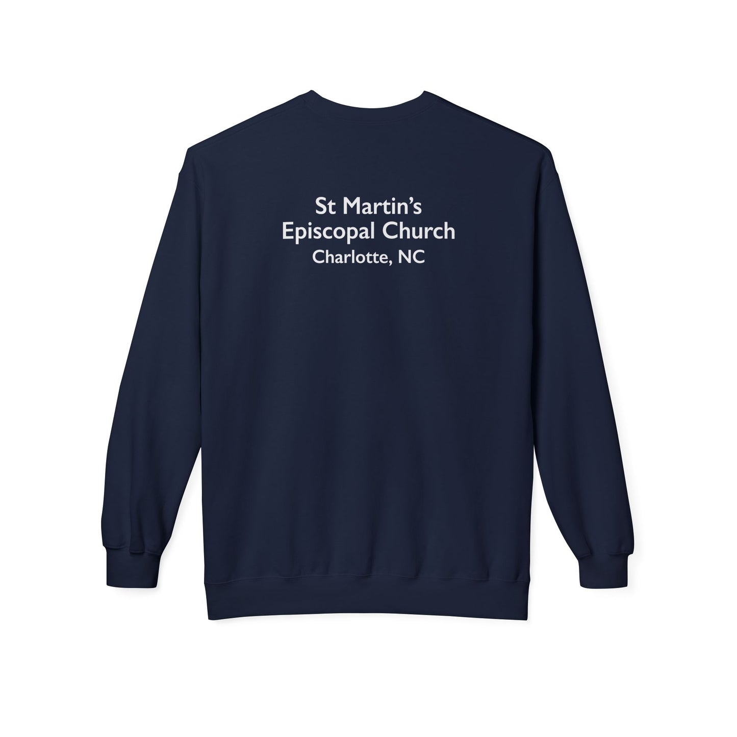 Saint Martin's Unisex Midweight Softstyle Fleece Crewneck Sweatshirt Front & Back Design