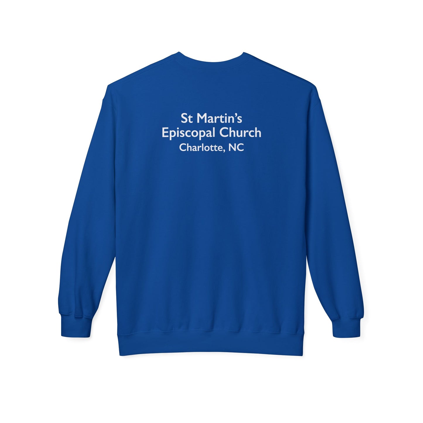 Saint Martin's Unisex Midweight Softstyle Fleece Crewneck Sweatshirt Front & Back Design