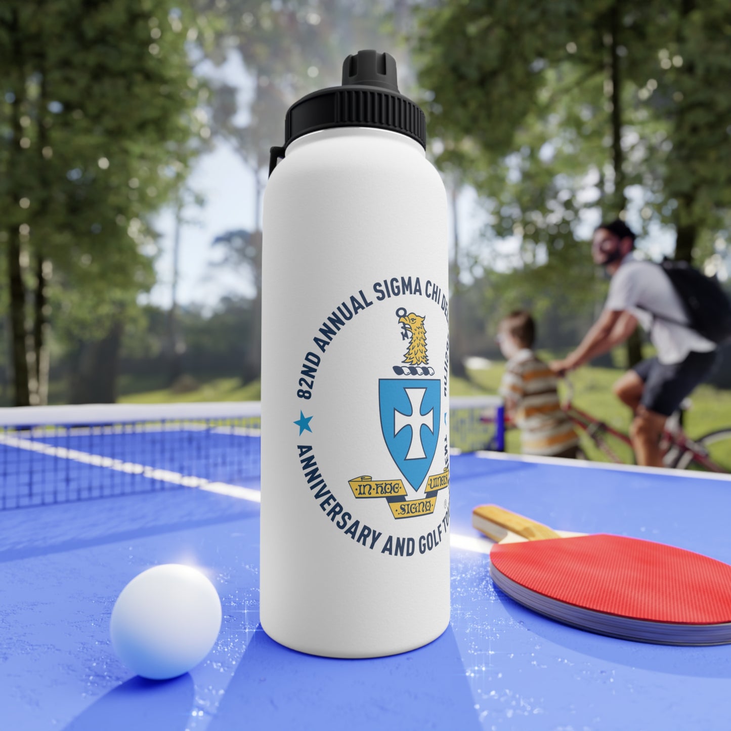 Sigma Chi Stainless Steel Water Bottle, Sports Lid, 18 & 32 oz - Crest