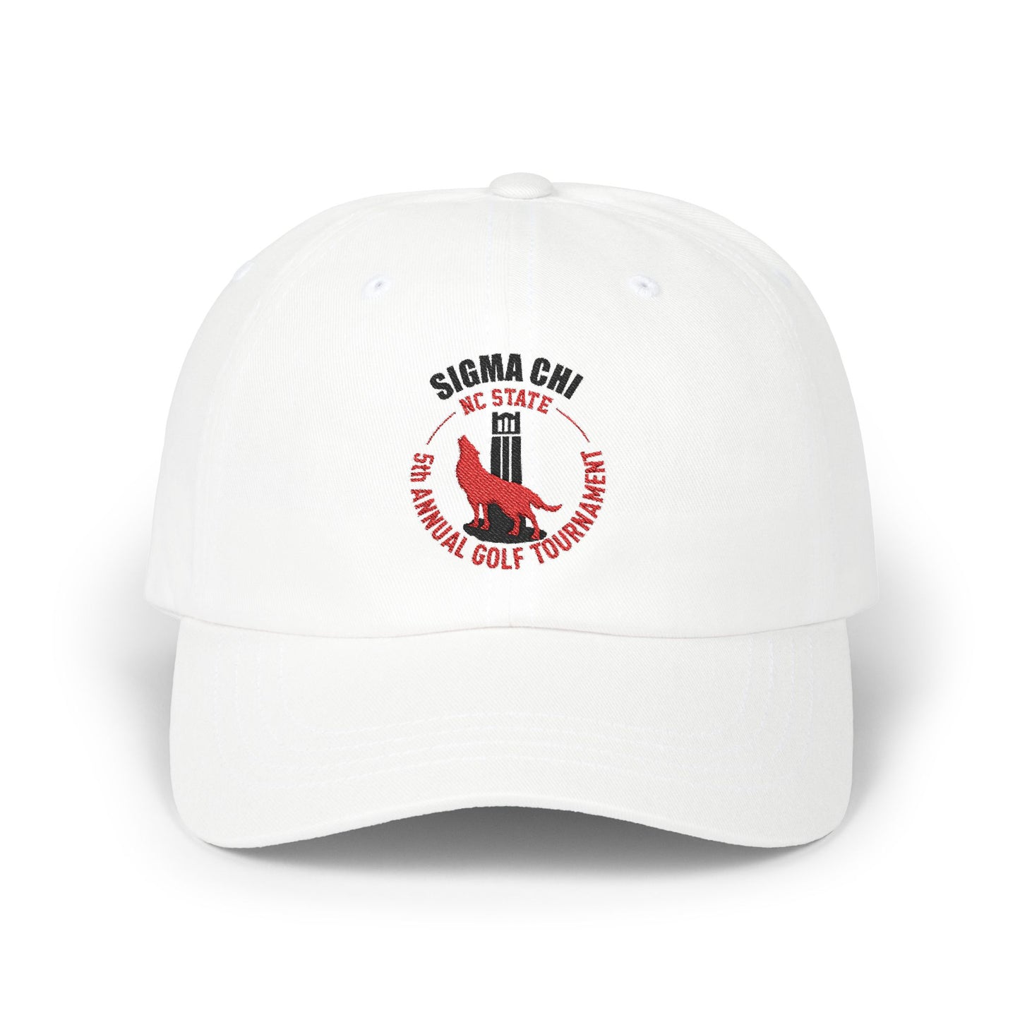 Sigma Chi Embroidered Baseball Hat - White Wolf Design