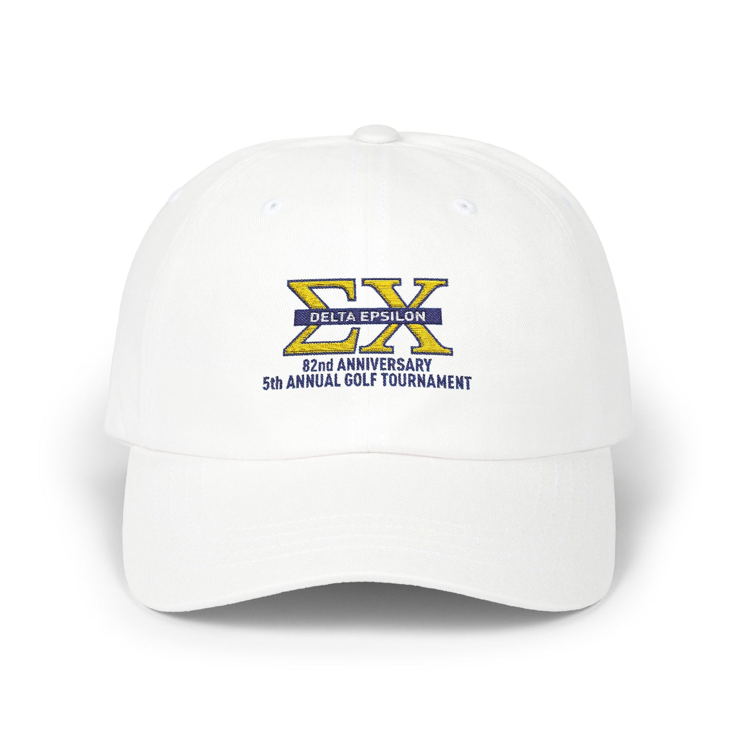Sigma Chi Embroidered Baseball Hat - White Geek Letters Design