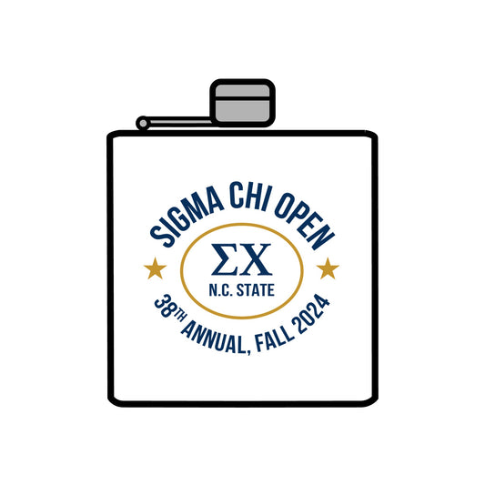 Sigma Chi Open Stainless Steel Flask, 6oz