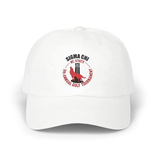 Sigma Chi Embroidered Baseball Hat - White Wolf Design
