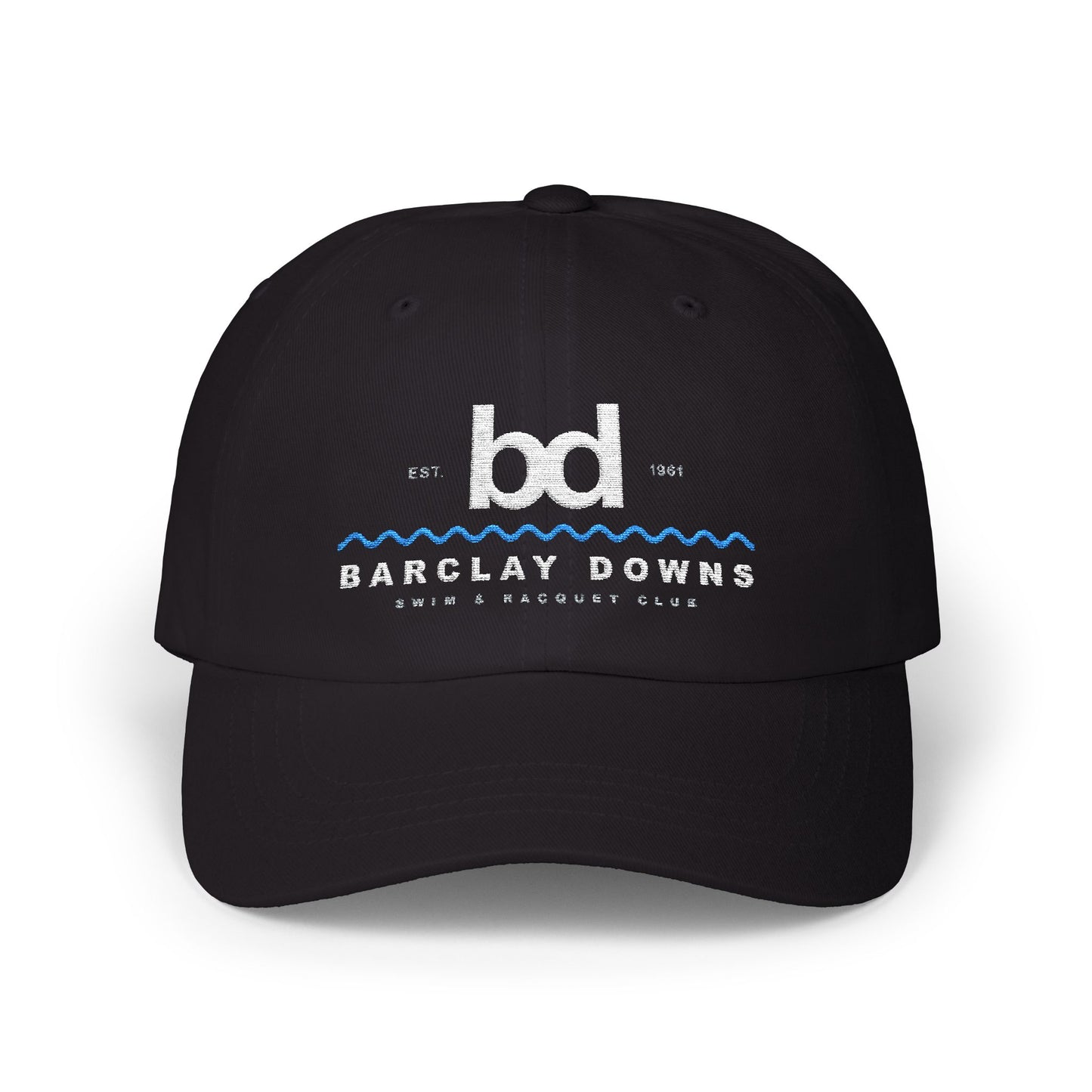 Barclay Downs Swim Club Embroidered Baseball Hat - Camo, Dark Grey, Black, Navy