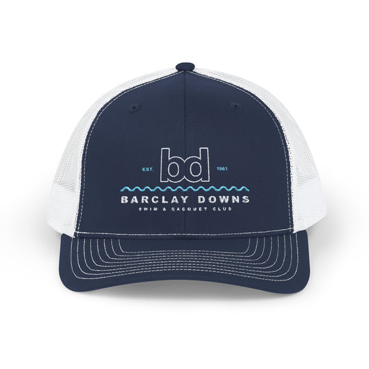 Barclay Downs Swim Club Embroidered Snapback Trucker Cap